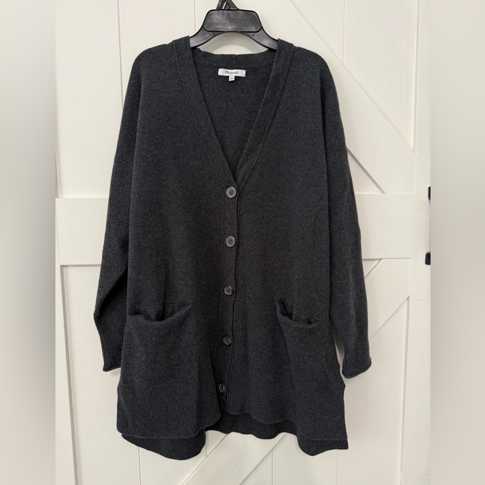 Madewell Sweater Womens extra large Gray Cardigan Gray 3/4 Sleeve - Picture 2 of 14